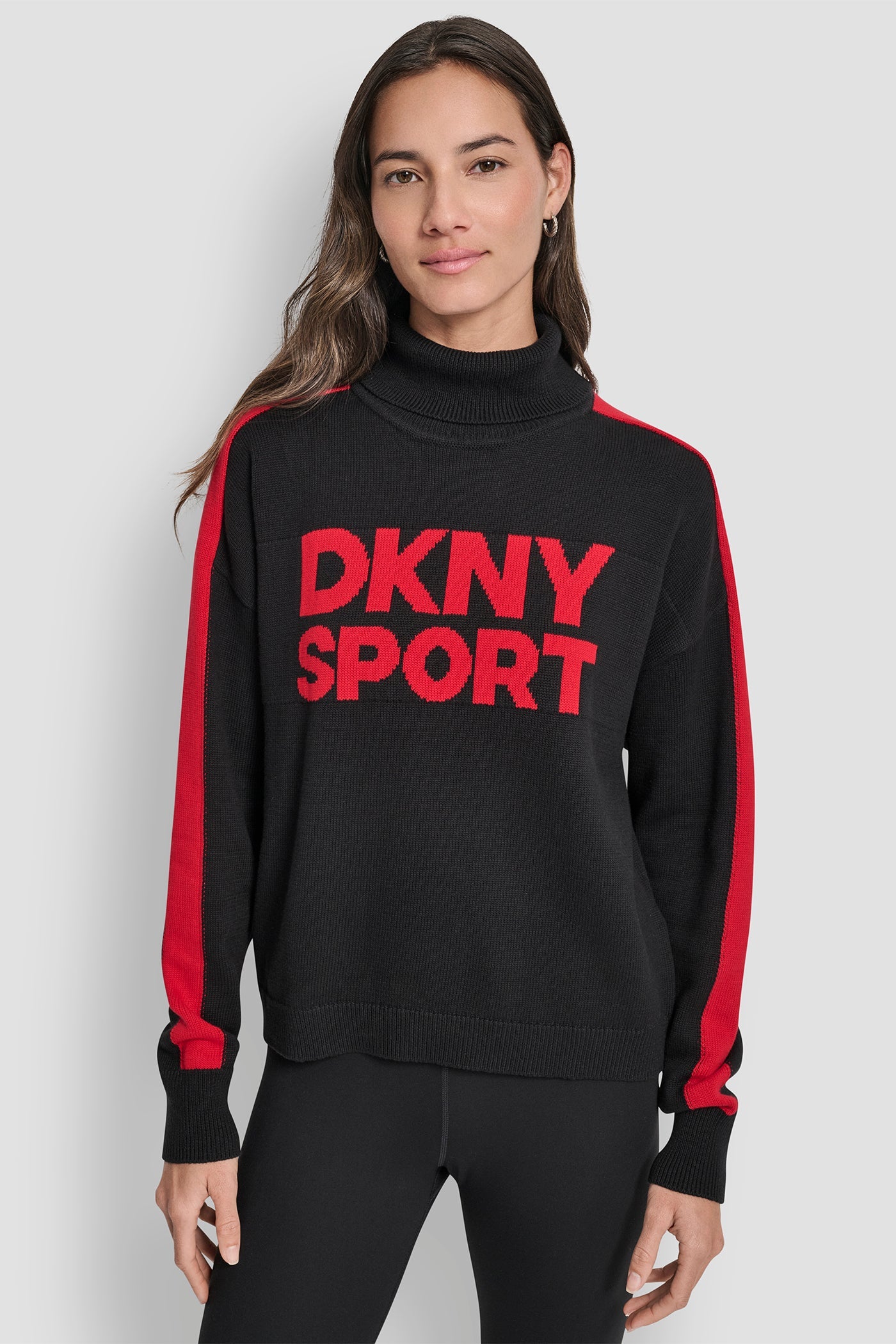 LONG SLEEVE TURTLE NECK JACQUARD LOGO SWEATER