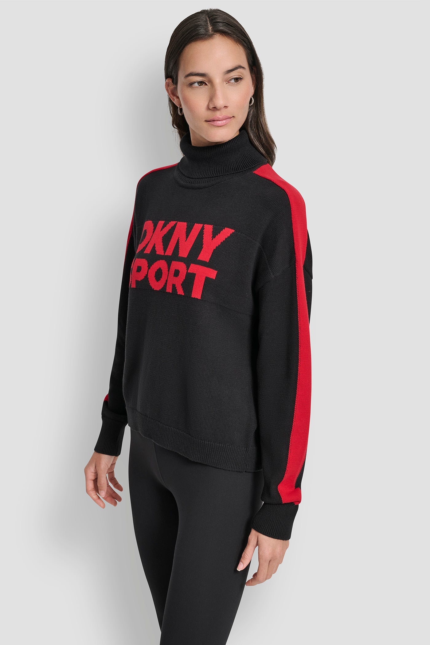 LONG SLEEVE TURTLE NECK JACQUARD LOGO SWEATER