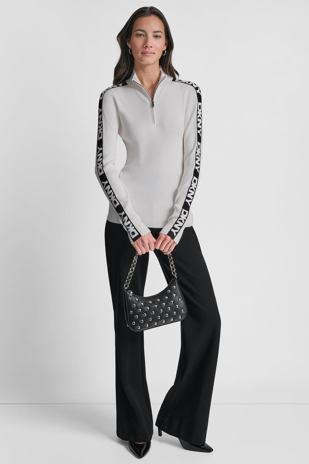 LONG SLEEVE 1/4 ZIP LOGO TAPE SWEATER
