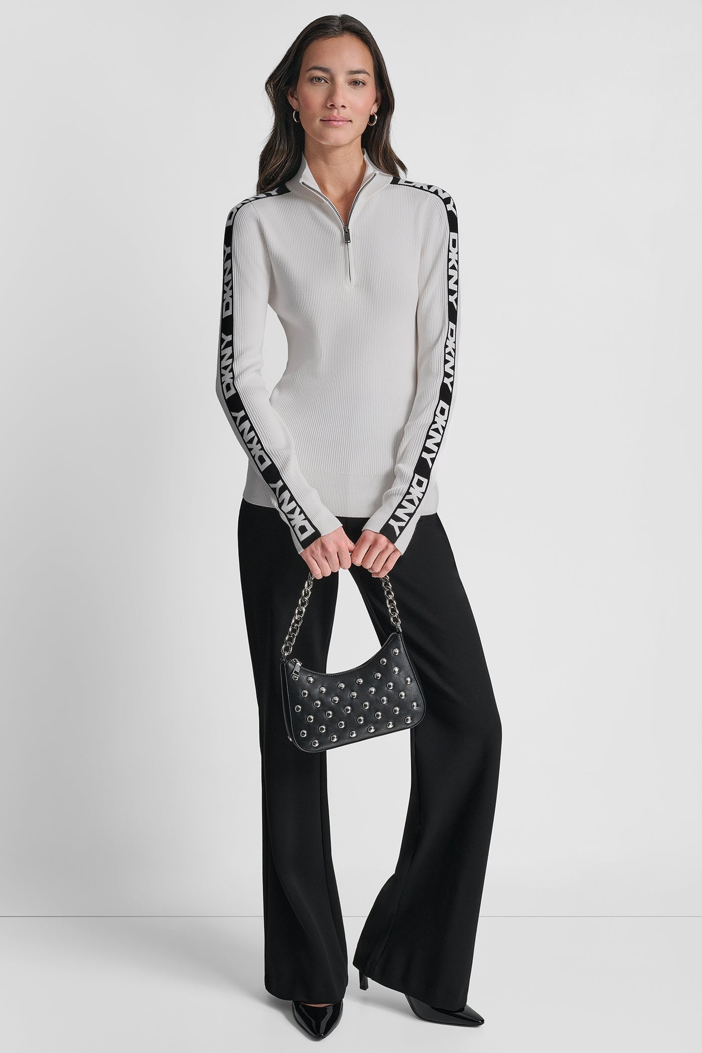 LONG SLEEVE 1/4 ZIP LOGO TAPE SWEATER