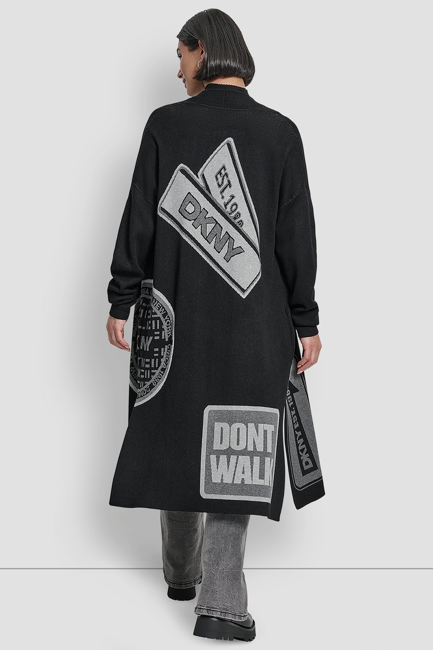 LONG SLEEVE OVERSIZED PATCH CARDIGAN SWEATER