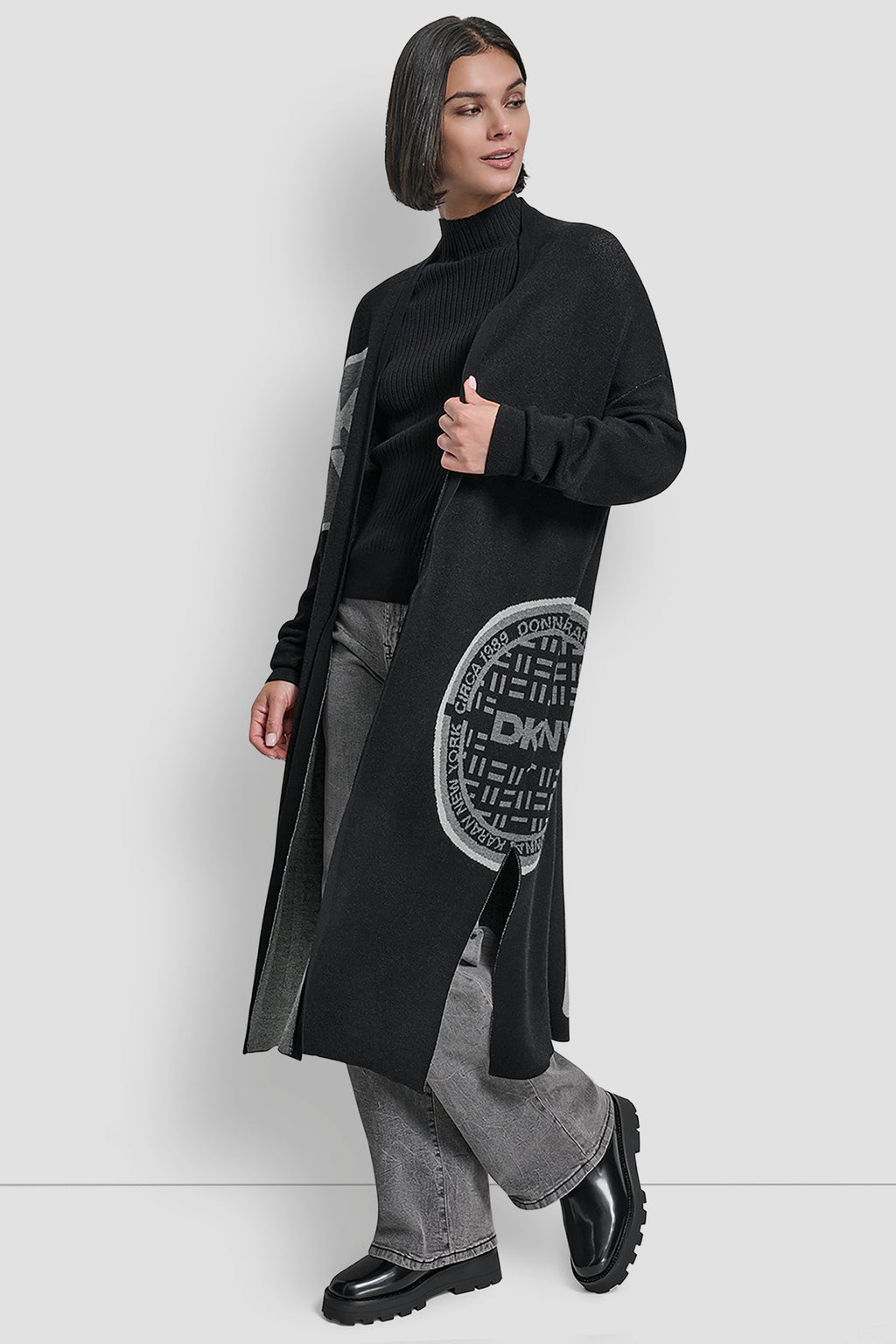 LONG SLEEVE OVERSIZED PATCH CARDIGAN SWEATER