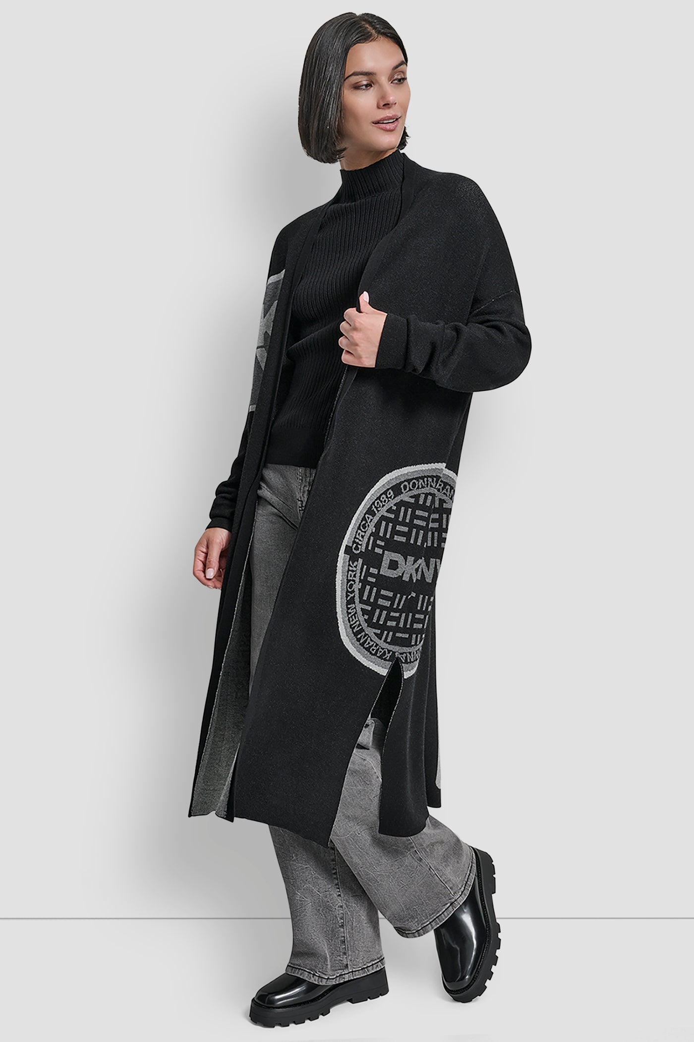 LONG SLEEVE OVERSIZED PATCH CARDIGAN SWEATER