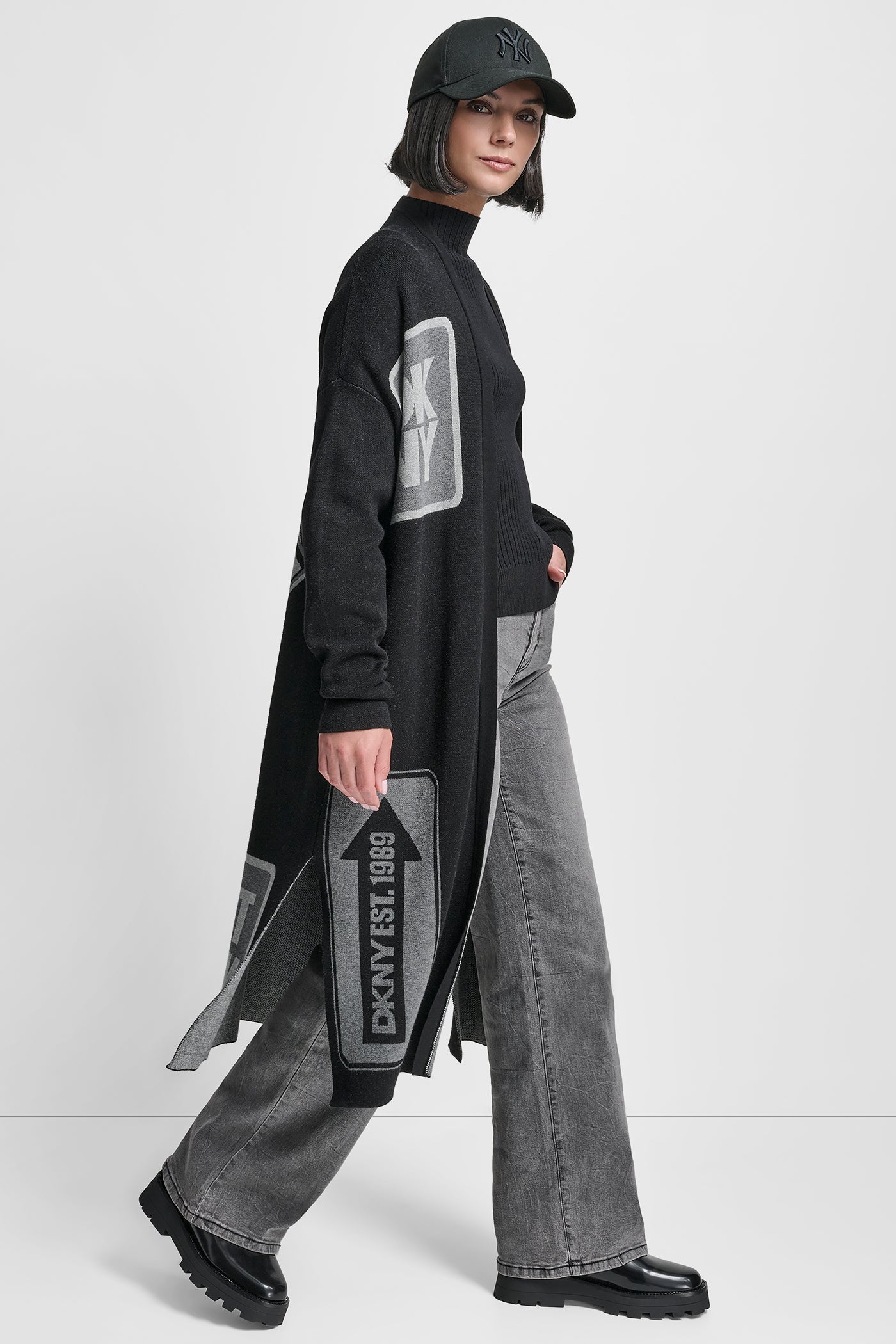 LONG SLEEVE OVERSIZED PATCH CARDIGAN SWEATER