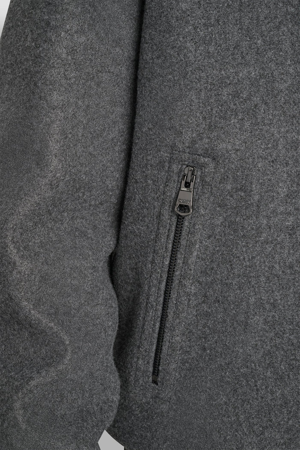 FAUX WOOL BOMBER WITH HOODED BIB