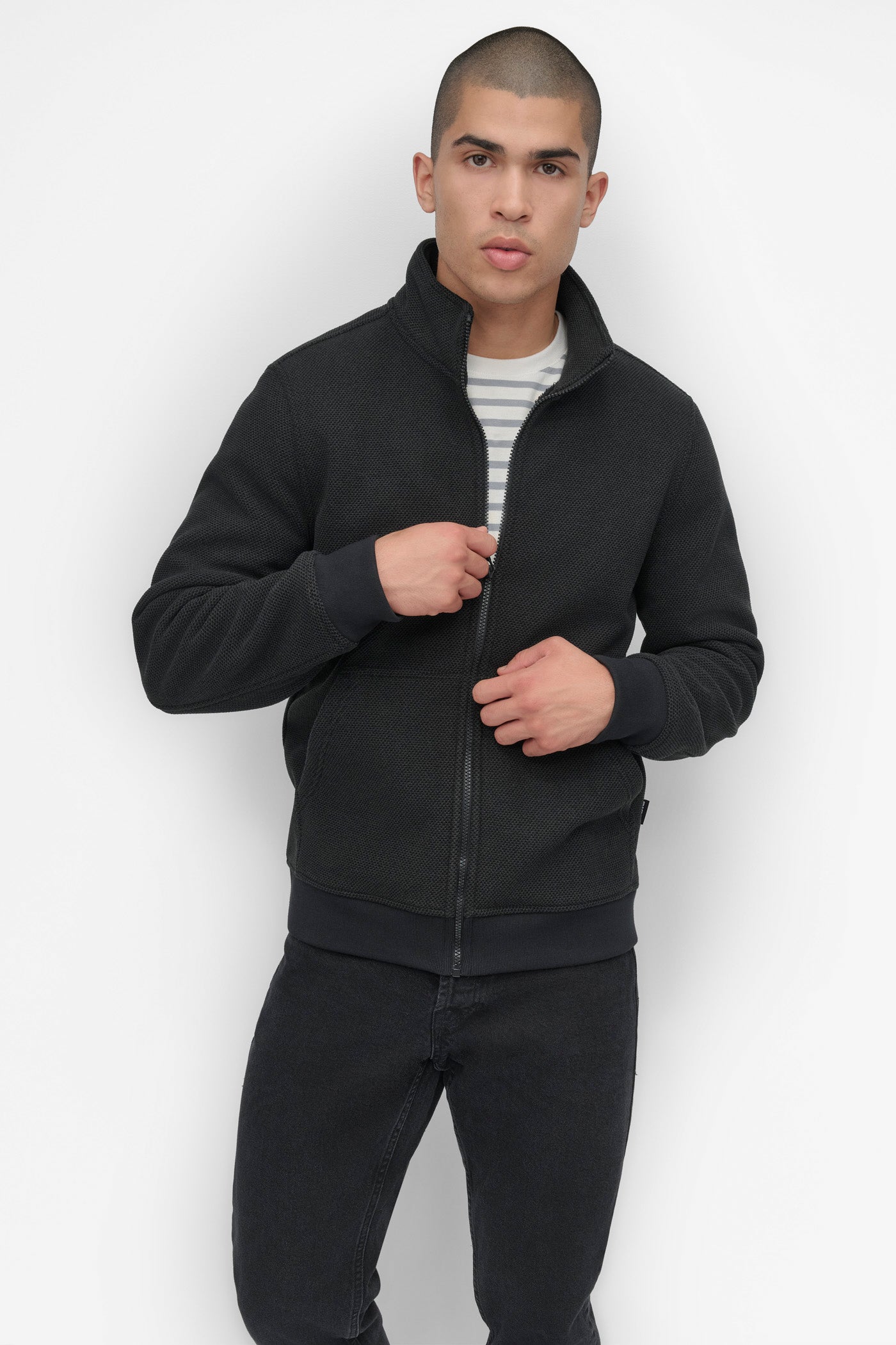 SHERPA LINED SWEATER KNIT BOMBER